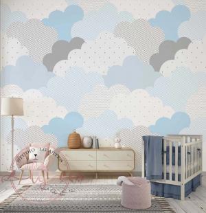 PAPEL DE PAREDE -     Baby Nuvens Vinil 0,10 Alto Adesivo Sob Medida  Fosco Liso Dividimos Rolo de 40 a 60 cm 