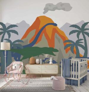 PAPEL DE PAREDE -   Foto Mural Infantil Dinossauros Baby Vinil 0,10 Alto Adesivo Sob Medida  Fosco Liso Dividimos Rolo de 40 a 60 cm 