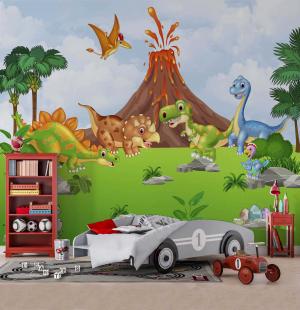 PAPEL DE PAREDE -   Foto Mural Infantil Dinossauros Baby Vinil 0,10 Alto Adesivo Sob Medida  Fosco Liso Dividimos Rolo de 40 a 60 cm 