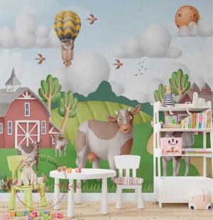 PAPEL DE PAREDE -    Infantil Fazendinha Vinil 0,10 Alto Adesivo Sob Medida  Fosco Liso Dividimos Rolo de 40 a 60 cm 