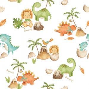 PAPEL DE PAREDE -   infantil filhotes dinossauros Vinil 0,10 Alto Adesivo Sob Medida  Fosco Liso Dividimos Rolo de 40 a 60 cm 