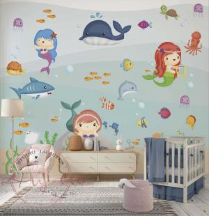 PAPEL DE PAREDE -   Infantil Fundo do Mar Vinil 0,10 Alto Adesivo Sob Medida  Fosco Liso Dividimos Rolo de 40 a 60 cm 