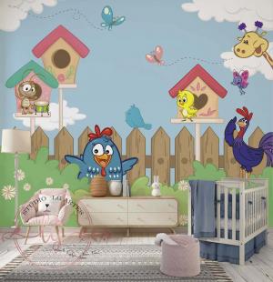 PAPEL DE PAREDE -   Infantil Galinha Pintadinha Vinil 0,10 Alto Adesivo Sob Medida  Fosco Liso Dividimos Rolo de 40 a 60 cm 