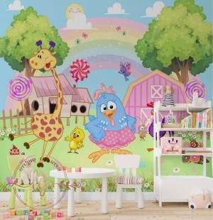 PAPEL DE PAREDE -   Infantil Galinha Pintadinha Vinil 0,10 Alto Adesivo Sob Medida  Fosco Liso Dividimos Rolo de 40 a 60 cm 