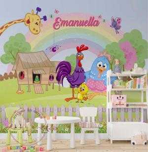 PAPEL DE PAREDE -   Infantil Galinha Pintadinha Vinil 0,10 Alto Adesivo Sob Medida  Fosco Liso Dividimos Rolo de 40 a 60 cm 