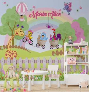 PAPEL DE PAREDE -   Infantil Galinha Pintadinha Vinil 0,10 Alto Adesivo Sob Medida  Fosco Liso Dividimos Rolo de 40 a 60 cm 