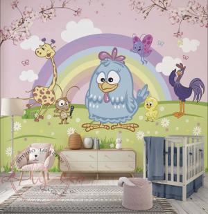 PAPEL DE PAREDE -   Infantil Galinha Pintadinha Vinil 0,10 Alto Adesivo Sob Medida  Fosco Liso Dividimos Rolo de 40 a 60 cm 