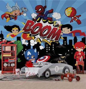 PAPEL DE PAREDE -  OS VINGADORES BABY Vinil 0,10 Alto Adesivo Sob Medida  Fosco Liso Dividimos Rolo de 40 a 60 cm 