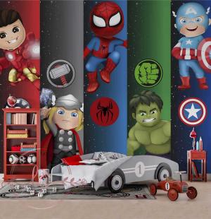 PAPEL DE PAREDE -  OS VINGADORES BABY Vinil 0,10 Alto Adesivo Sob Medida  Fosco Liso Dividimos Rolo de 40 a 60 cm 