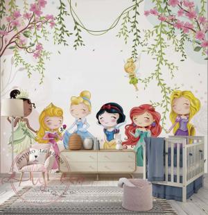 PAPEL DE PAREDE - PEQUENAS PRINCESAS Vinil 0,10 Alto Adesivo Sob Medida  Fosco Liso Dividimos Rolo de 40 a 60 cm 