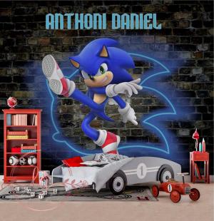 PAPEL DE PAREDE -    Personalizado Sonic Decoração Quarto Menino Vinil 0,10 Alto Adesivo Sob Medida  Fosco Liso Dividimos Rolo de 40 a 60 cm 