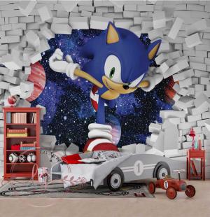 PAPEL DE PAREDE -    Personalizado Sonic Decoração Quarto Menino Vinil 0,10 Alto Adesivo Sob Medida  Fosco Liso Dividimos Rolo de 40 a 60 cm 