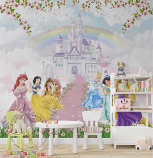 PAPEL DE PAREDE - Princesas e Castelo Encantado Vinil 0,10 Alto Adesivo Sob Medida  Fosco Liso Dividimos Rolo de 40 a 60 cm 