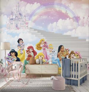 PAPEL DE PAREDE - Princesas Lindas Vinil 0,10 Alto Adesivo Sob Medida  Fosco Liso Dividimos Rolo de 40 a 60 cm 