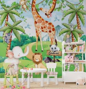 PAPEL DE PAREDE -  Tema Safari  Quarto de Bebê e Criança Vinil 0,10 Alto Adesivo Sob Medida  Fosco Liso Dividimos Rolo de 40 a 60 cm 